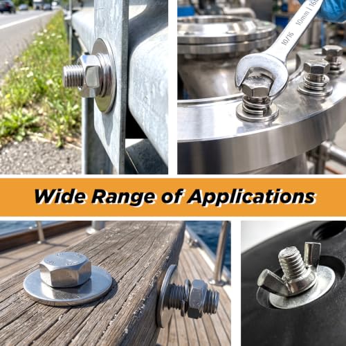 VIGRUE 300PCS Flat and Fender Washers Assortment Kit, 18-8 (304) Stainless Steel Flat Washers, 15 Assorted Sizes Metric Washers M3 M4 M5 M6 M8 M10 M12 for Screws and Bolts