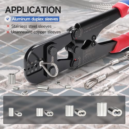 iCrimp Wire Rope Crimper 3/64" to 1/8" for railing, cable & fishing IWS-1608M-US