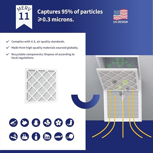 14x14x1 MERV 11 Air Filter 6-Pack for HVAC Furnace 14x14x1-6 Pack