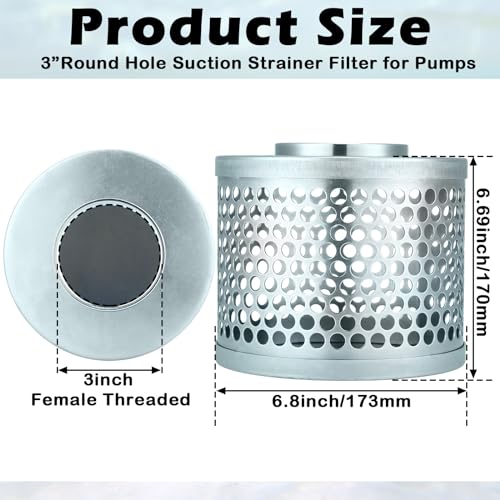 Tujoe 3 Inch Round Hole Suction Strainer Filter Hose for Water Pump