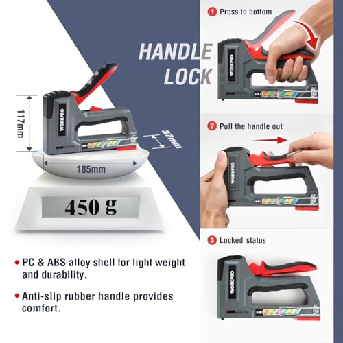 WORKPRO 6-in-1 Staple Gun, Manual Brad Nailer with 4000 Counts Staples Grey