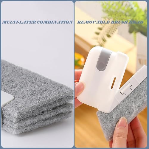 6 Pieces Multifunctional Ergonomic Bathroom Cleaning Brush Replaceable Heads Sponge Cleaner Corner Joints Tiles Shower