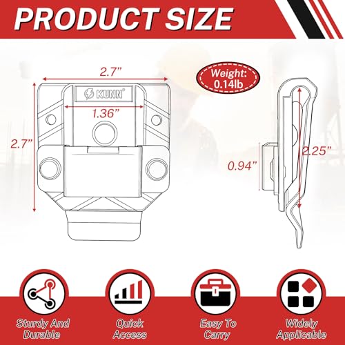 KUNN 3-Pack Professional Tape Measure Holder Set, Bulk Tape Measure Clips & Holsters + Drill Holder for Tool Belt, Single Pack Drill Belt Clip & Tape Measure Holster