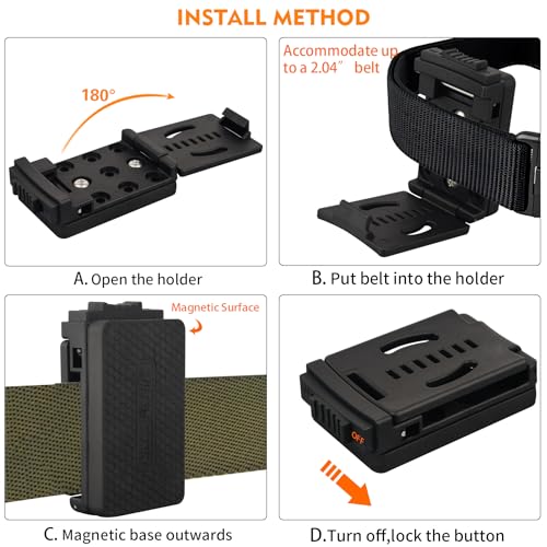 MUTUACTOR 2 PCS Magnetic Tool Belt Clip,Anti-Slip Heavy-Duty Magnetic Mount Tool Belt Holster