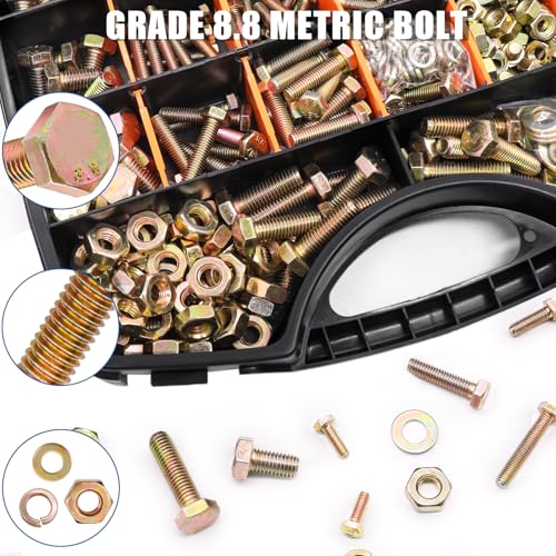 Taiss 966pcs Metric Bolt Assortment Grade 8.8 Heavy Duty,M4 M5 M6 M8 Hex Metric Bolts and Nuts Kit (12-30mm)+380PCS M4 Screw Kit,Hex Socket Head Cap Screws Assortment