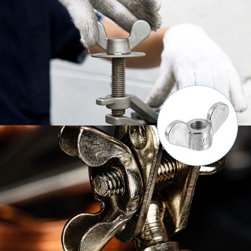 uxcell M16x2.0mm Wing Nut 10 Pcs, 304 Stainless Steel Butterfly Wing Nuts Fasteners Parts Hand Twist Tighten Wing Nuts for Machinery Electronic Equipment DIY, Silver