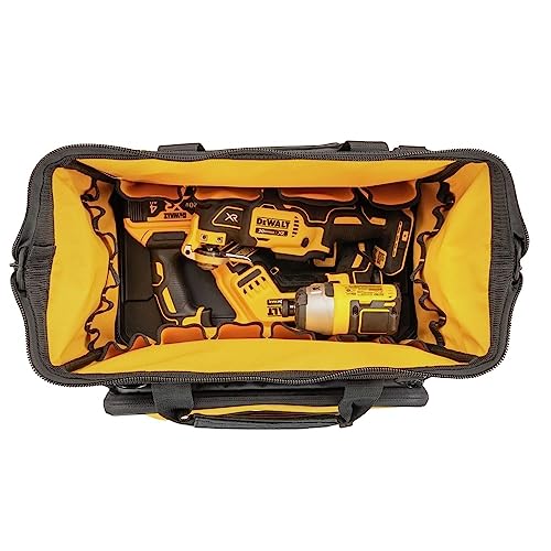 DEWALT Tool Bag, Water Resistant, Hard Bottom, 16-inch, Professional Tool Tote (DWST560103) 16" Open Mouth Tool Bag