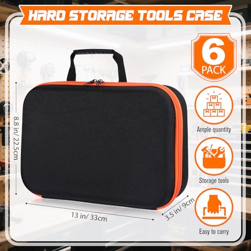 6 Pack Hard Storage Tools Case 13 x 8.8 x 3.5 Inch Empty Drill Tool Organizer Replacement with Handle and Zipper Reusable Hard Carrying Bag for Hand Tools & Electronic Accessory, Case Only
