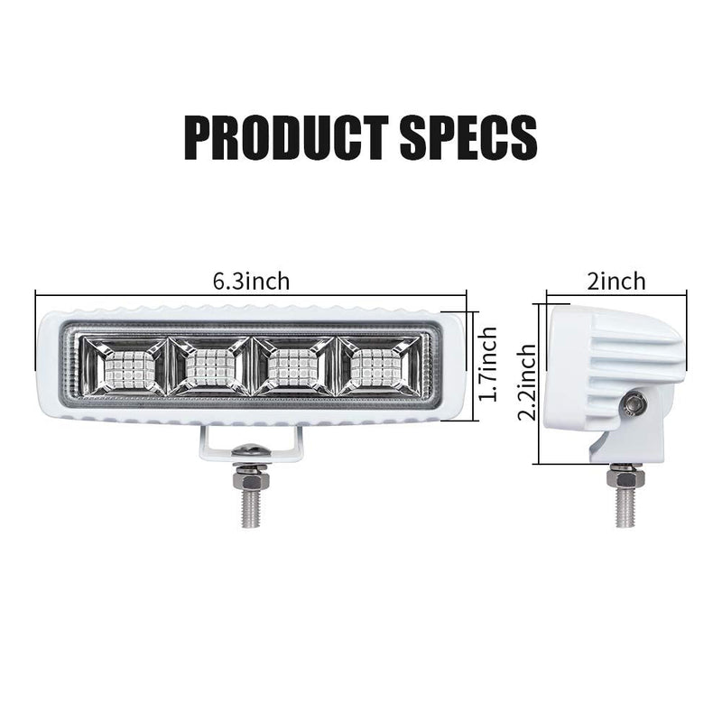 Waterproof Led Boat Lights, Blue Light,2 pc 72W Deck/Dock Marine Lights 4000 LMS 120°Flood Light, 6.3 inch, 12/24 V Led Light Bar (Blue Light) 72W Blue