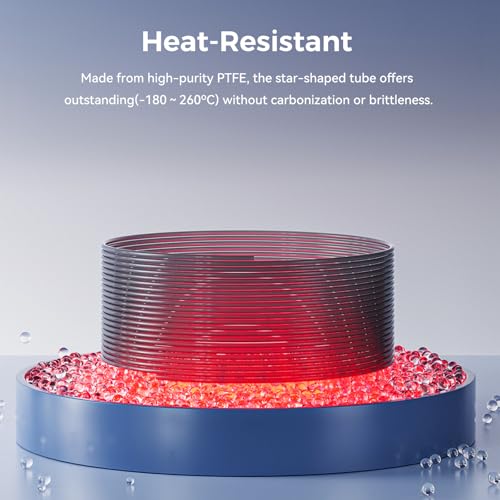 Creality Official Low Resistance Star Shaped PTFE Teflon Tube 4m, 3D Printer Upgrade PTFE Tube Teflon Accessory Replacement Kit, Suitable for K1, K2, Ender Series and Other FDM 3D Printers(4M)