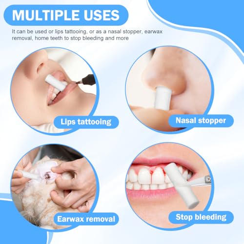 Healvian Tattoo Cotton for Lips, Mouth Bleeding Plug, Practical Cotton Rolls for Dentistry, Highly Absorbent, Safe and Lightweight