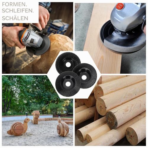 Wood Grinding Disc, Rasp Disc 125 mm, Wood Cutter for Angle Grinder, Flex Grinding Disc, Wood Carving Disc, Milling Disc, for Angle Grinder, Polishing, Carving, Grinding (Set of 3) set of 3