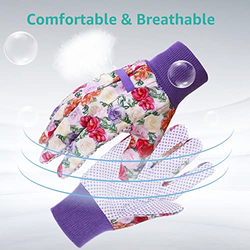 11PCS Floral Garden Tools Set & 4 Pairs Garden Gloves with Non-Slip PVC Dots(M)