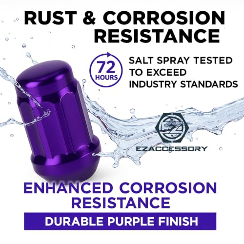 20 Purple Spline Drive Small Diameter Acorn 12x1.5 Purple Lug Nut Kit with Key 20