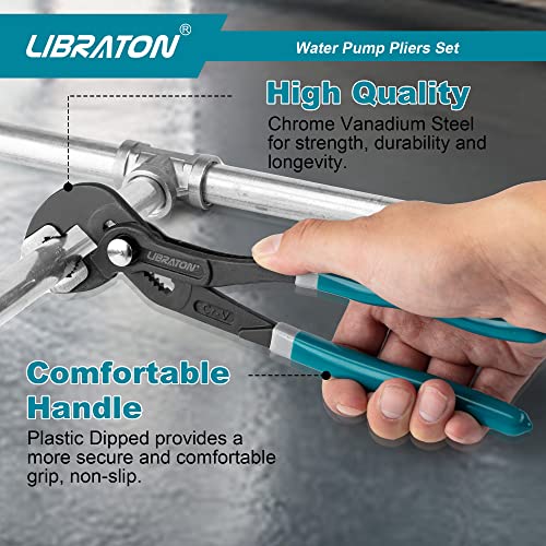 LIBRATON Water Pump Pliers, Groove Joint Pliers Set, Plumbing Pliers