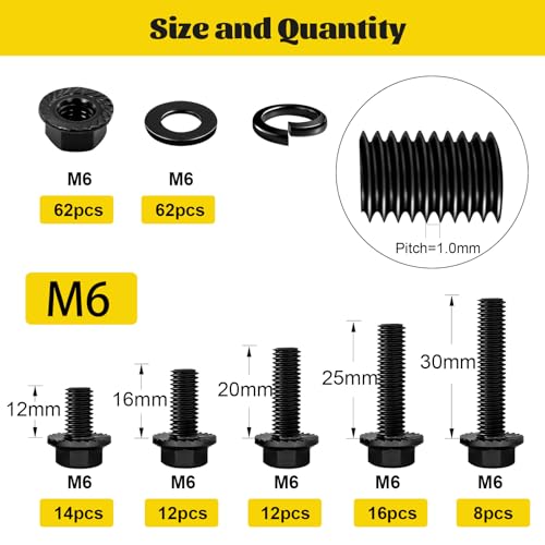 248PCS M6 Flange Head Bolts Assortment Kit & 1760PCS Metric M2 M3 M4 M5 Hex Socket Head Cap Bolts Assortment Kit with Nuts, Washers
