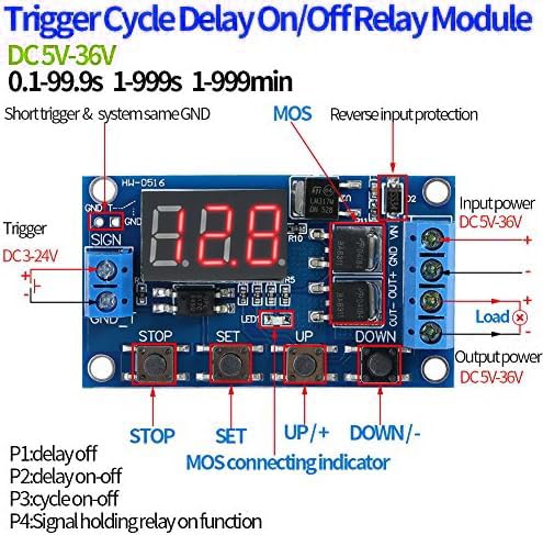 RUNCCI-YUN 2 pieces DC 5V 12V 24V 36V timer relay module, trigger cycle delay timer switch on/off the relay module with LED display for Arduino