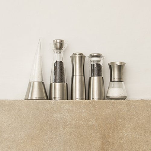 T&G CrushGrind Spice Mill with Stainless Steel Top & Glass Base, 12.5 cm, Whole Dried Herbs Spices Seeds Chilli Flakes/Fully Adjustable Ceramic Manual Grinder Single