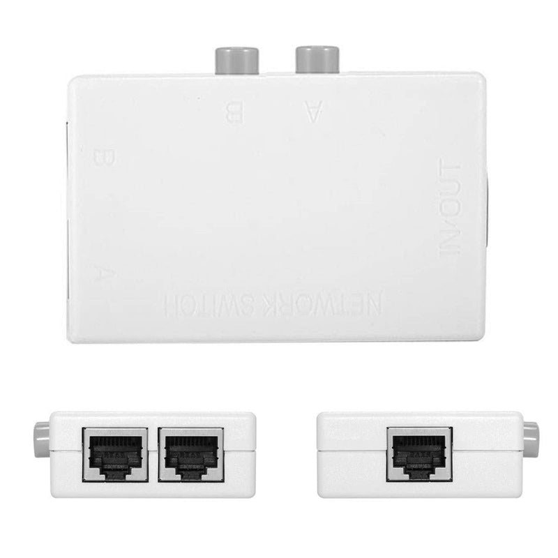JSER UTP STP 2 in 1 Out 2 Ports RJ45 LAN CAT6 CAT5E Network Switch Selector Internal External Networking Switcher Splitter Box RJ45 Angled Adapter