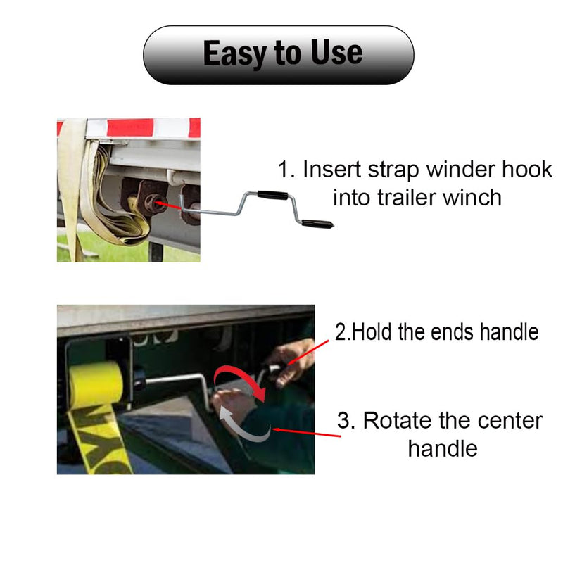Winch Strap Winder for Flatbed Trailer, Winding Straps Roll-up Hand Roller, Tie-Downs Winch Straps for Truck Trailer 1PCS