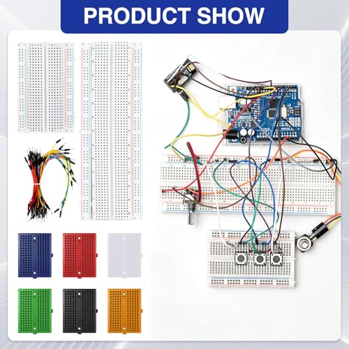 Breadboard Kit con 830、400 Breadboard 6 Mini Breadboard 65 Bridges | Breadboard Kit Breadboard Electron ik Proto Shield Distribution for Arduino and Electrical Connections