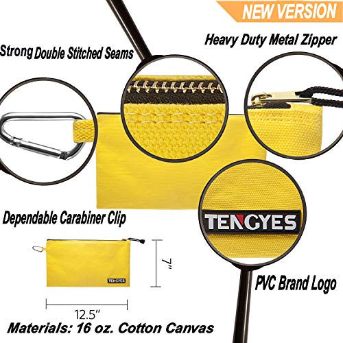 13 Pack Canvas Tool Bag Zipper Pouch - Heavy Duty Tools Utility Pouches, Multipurpose Storage Organizer Tote Bags with Dependable Metal Zippers, 12.5 x 7-Inch