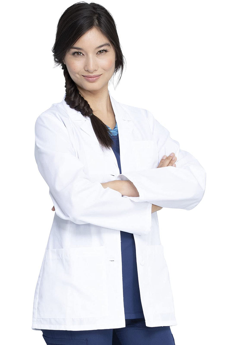 Dickies Womens Lab Coat 28", Consultation Lab Coat for Women, 3 Pockets - 84401 Medium White