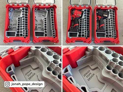 Jonah Pope Design 3d Printed Insert Designed for Milwaukee GEN2 M12 Stubby 3/8" Impact and Packout Organizer (Insert Only) (Gray, Fits Boot) Gray