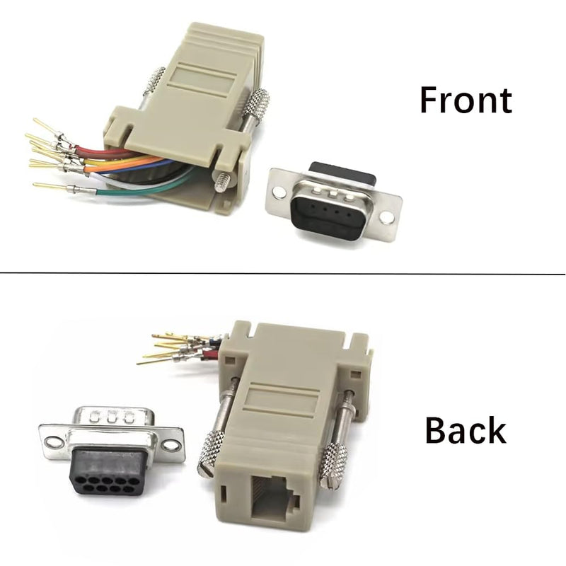 10Pcs DB9 Male to RJ45 Ethernet Adapter, 9 Pin Serial Port Male to RJ45 Ethernet LAN Extend Modular Converter