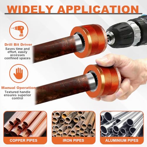 2 PCS Copper Pipe Cleaner Metal Pipe Cleaning Brush Set, 15mm & 22mm – Durable Efficient Versatile Rust & Paint Stain Removal Tool for Drill, Plumbing & DIY Projects