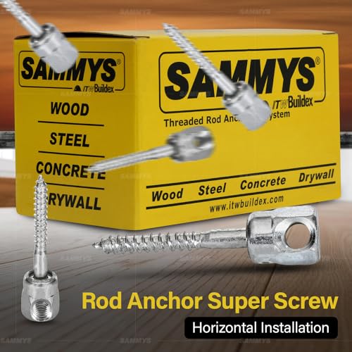 Everflow Sammys 8022925-25 SWG 25-380 3/8 Inch Screw Sidewinder Design for Wood, Rod Hanger, Installs Horizontally, Steel Zinc Plated, Corrosion Resistance, 3/8 x 2-1/2 Inch Screw Length (pack of 25)
