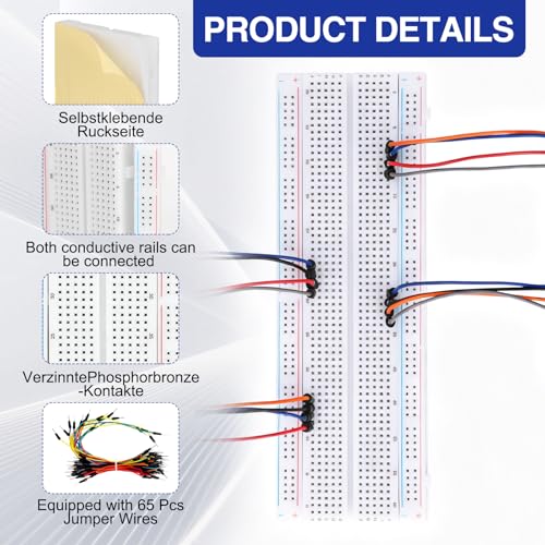 Breadboard Kit con 830、400 Breadboard 6 Mini Breadboard 65 Bridges | Breadboard Kit Breadboard Electron ik Proto Shield Distribution for Arduino and Electrical Connections