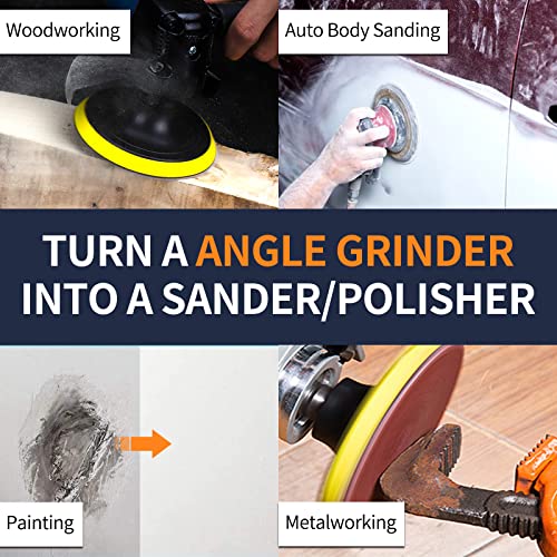 Pomsare Sanding Discs Pad Kit Sanding Disc 125 mm Pack of 50 Sandpaper with M14 Sanding Pad and Shaft for Angle Grinder Drill Grinder Grit 10 x 40/60/80/120/180 for Wood Metal standard