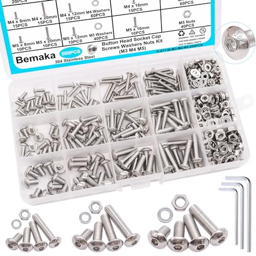 500PCS M3 M4 M5 Metric Screw Assortment Kit + 2285PCS M2 M3 M4 M5 Metric Screw Assortment Kit, 6-20mm Socket Head & Button Head Screws Bolts and Nuts Kit