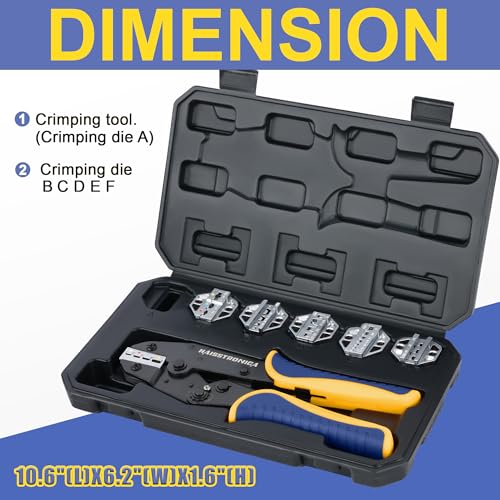 haisstronica 6PCS Crimping Tool Set, Interchangeable Terminal Dies Crimping Tool Set - 6PCS with Solar