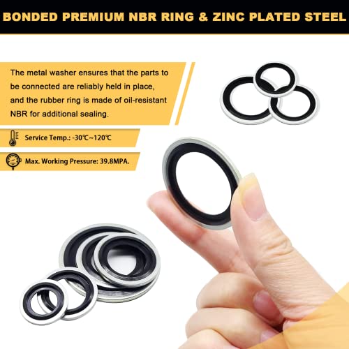 Siptenk 245PCS Bonded Sealing Washers M6 - M30 for Cars, Ships, Engines 245PCS-Black