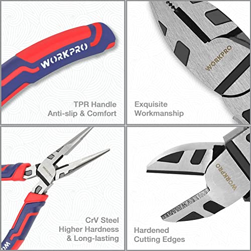 WORKPRO Pliers Set, 5-Piece Premium Cr-V Pliers Kit with Storage Pouch