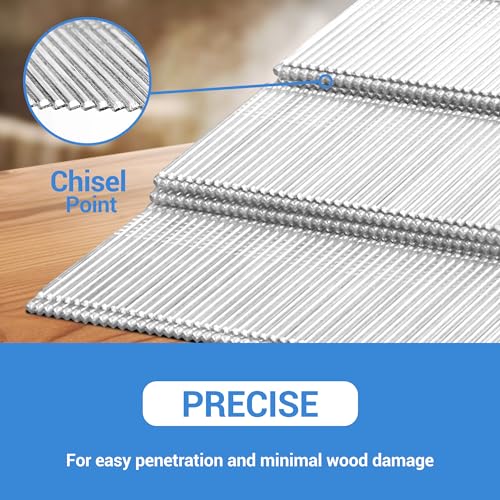 meite 15 Gauge 34 Degree Finish Nails Set 1-1/2 Inch & 2-1/2 Inch Galvanized Angled Finishing Nails Kit for Finish Nailer Gun - Cabinet Crown Baseboard Triming