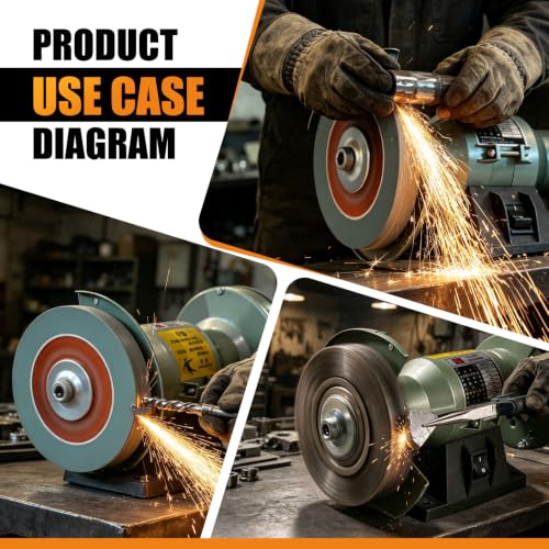 6" Bench Grinder Grinding Wheel & Wire Wheel Brush 150 Grit with 1/2" Arbor