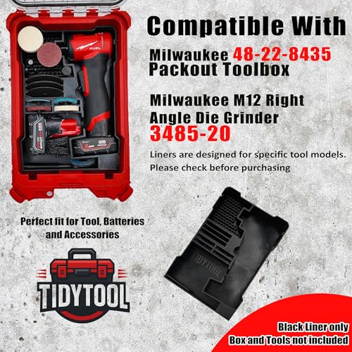 Organizer and Liner for Milwaukee M12 Rught Angle Die Grinder and Compact Org. Tool Box