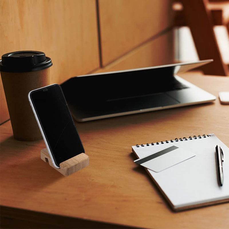 4Pcs Wood Mobile Phone Holder 3.15x2.36x0.81 Inch Minimalism Smartphone Dock Desktop Cell Phone Tablet PC Stand Double Sided Groove Universal Portable Tablets Holder Square Burlywood BurlyWood-Rectangle-4pcs