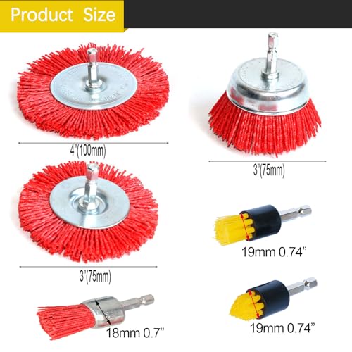 FPPO 8Pcs 3 Inch Assorted Cup Brushes Abrasive Wire Nylon Cup Brush for Drill,Grit 80 120 320 with 1/4" Shank (8) mix8pcs
