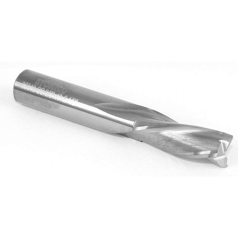 YONICO Downcut Router Bits Spiral 3 Flute Solid Carbide CNC Low Helix End Mill 3/8-Inch Dia. 3/8-Inch Shank 36340-SC 3/8" Diameter - 1" Cut Length