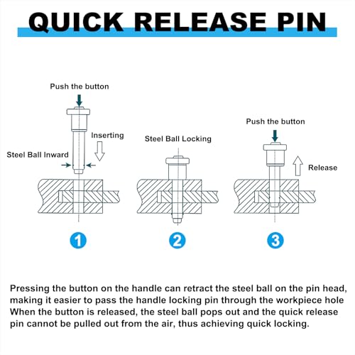 PATIKIL 1/2"(12mm) Diameter 304 Stainless Steel Quick Release Pin, Usable Length 3.1"(80mm) Push-Button t Handle Lock Pins with 25cm Lanyard Cable M5 Screw, Silver 1/2" x 3.1"