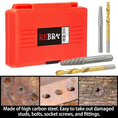 Screw Extractor Set, 37# Cr-Mo & 6542 HSS Steel Cobalt Left-Hand Drill Bit, Easy Out Broken Bolt Remover Reverse, Ez Out Stripped, Rounded-Off, Damaged Bolts, Screws&Studs Removal Tool (18-Pieces) 18-Pieces
