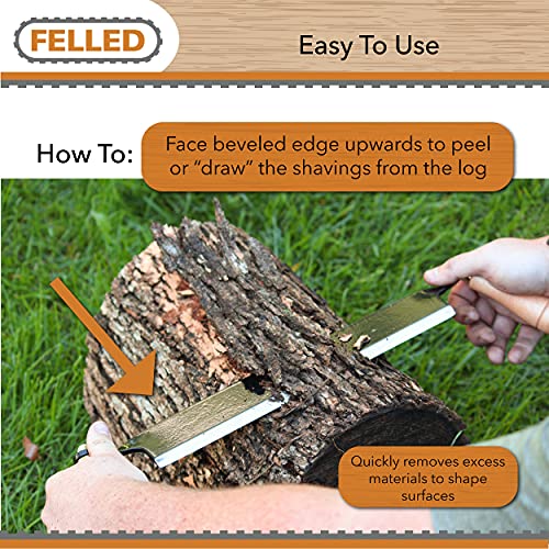 Felled Draw Shave Knife – 13in Straight Draw Knife Straight Draw Shave Tool Woodworking Debarking Hand Tool 13" Box