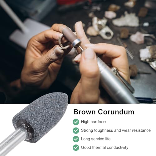 M METERXITY Pack of 3 Whetstones with Attachment 1/4 Inch (6 mm) Shaft Aluminum Oxide Polishing Sanding Bits for Rotary Tools 0 63 Inch (16 mm) Diameter 80 Grit Tip [Grey] 16mm