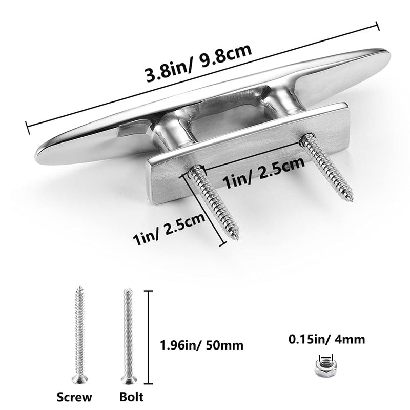 Boat Cleat Open Base 4/5 /6/8 inch, Dock Cleat 316 Stainless Steel Marine Grade, Include Installation Screws 4 inch