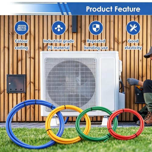 smseace 4Pack Conditioning Copper Tubing Pipe Extension 4M/13Feet 1/4" 3/8" 1/2" 5/8" Conditioning Copper Tubing Bender Kit for Air Conditioner PE Plastic Pipe Bender