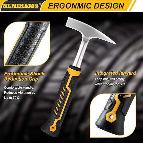 SLNIHAMS Tinner's Hammer, 18oz Sheet Metal Hammer Tools, Hvac Tool Tinners Hammer with Forged Steel Construction and Shock Reduction Grip, Sheet Metal Hammers, Welding and Chipping Hammer